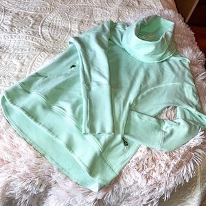 Oversized fold over mint green sweater